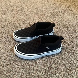Checkered Slip On Vans (black & gray) Kids Sz 1 (Unisex)